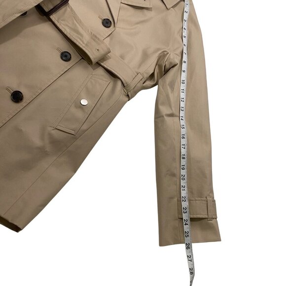 J.Crew Womens Double-Breasted Belted short Trench Coat XS Beige Cotton Outerwear - Picture 11 of 11